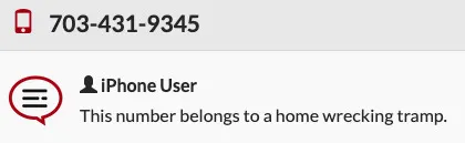 This number belongs to a home wrecking tramp.